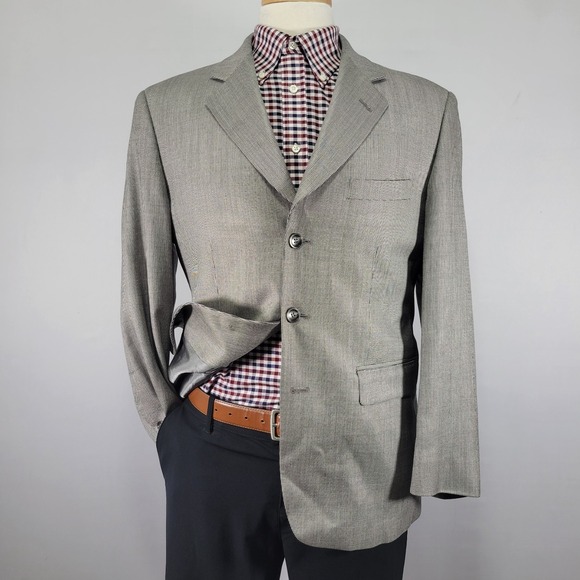 Stafford Men's Sport Coat Blazer Three‎ Button Gray Silk Wool Size 40S